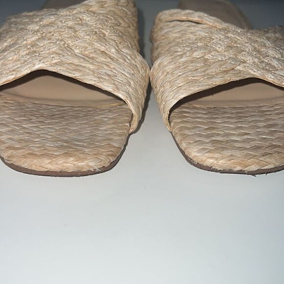 Aqua & Kristopher Brock Kriz Square Toe Ivory Raffia Slip On Sandals Size 9.5 - Picture 12 of 12